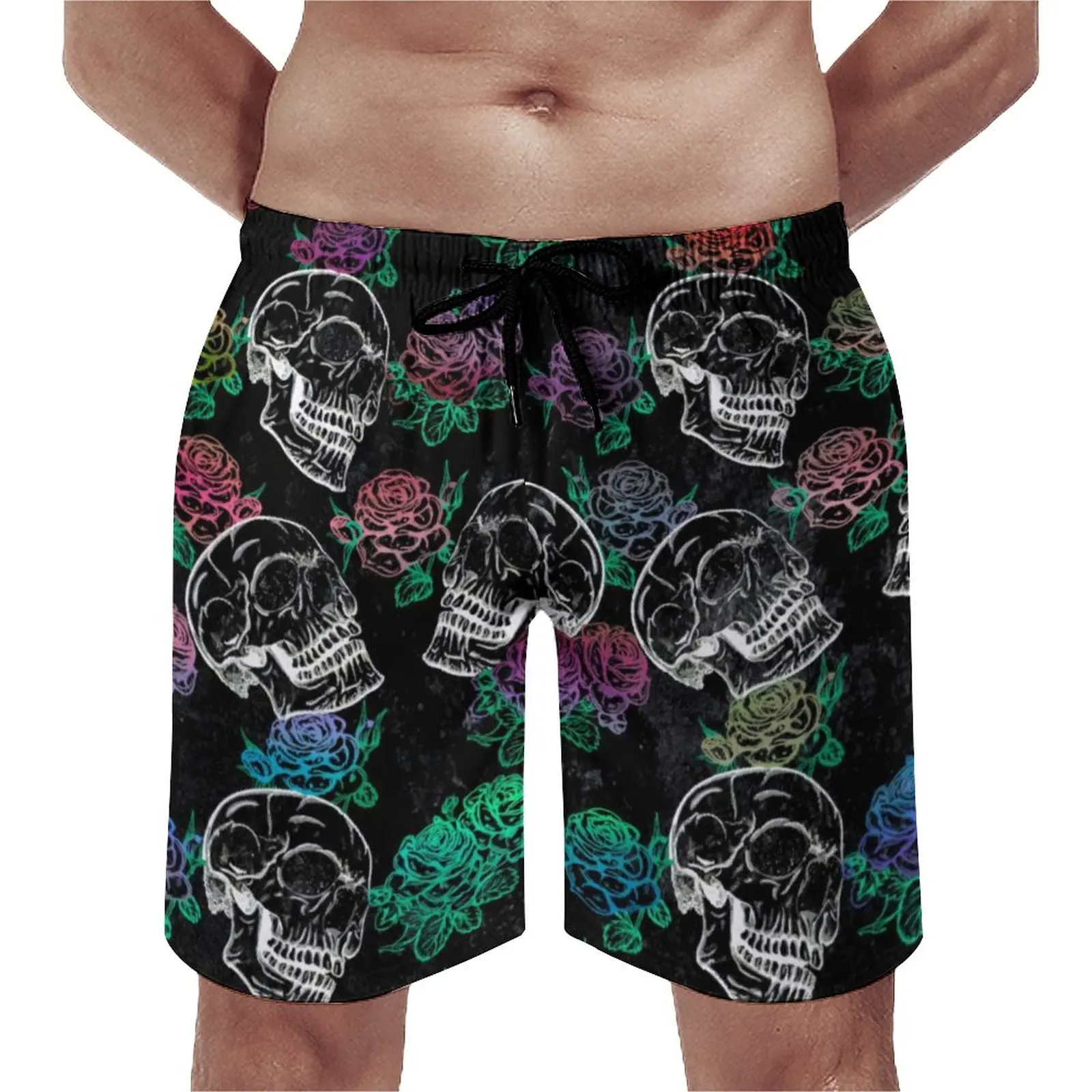 

Floral Sugar Skull Board Shorts Ombre Roses Print Girly Pastel Comfortable Beach Short Pants Men Printed Oversize Trunks