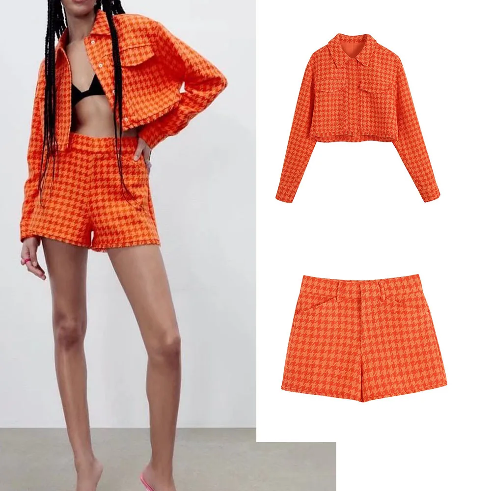 

Женский твидовый блейзер с длинным рукавом, короткие костюмы в стиле ретро, весна 2022