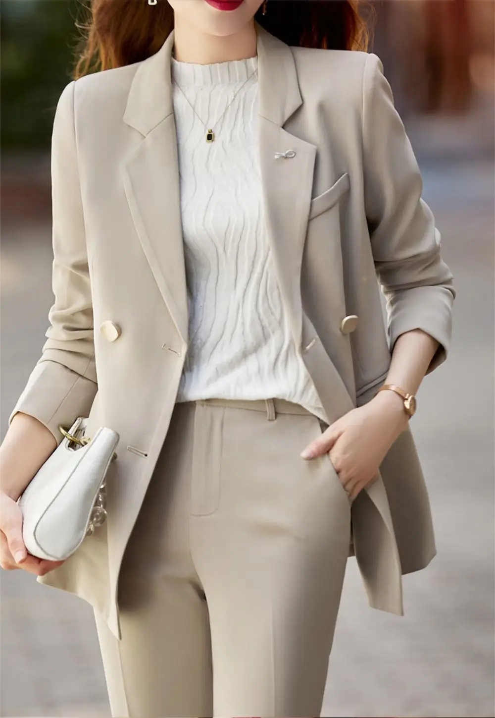 2023 Women Suit Casual Blazer Pantsuit Office Ladies Duble Breasted Formal 2 Pieces Set Female Fashion Trousers Outfits Elegant