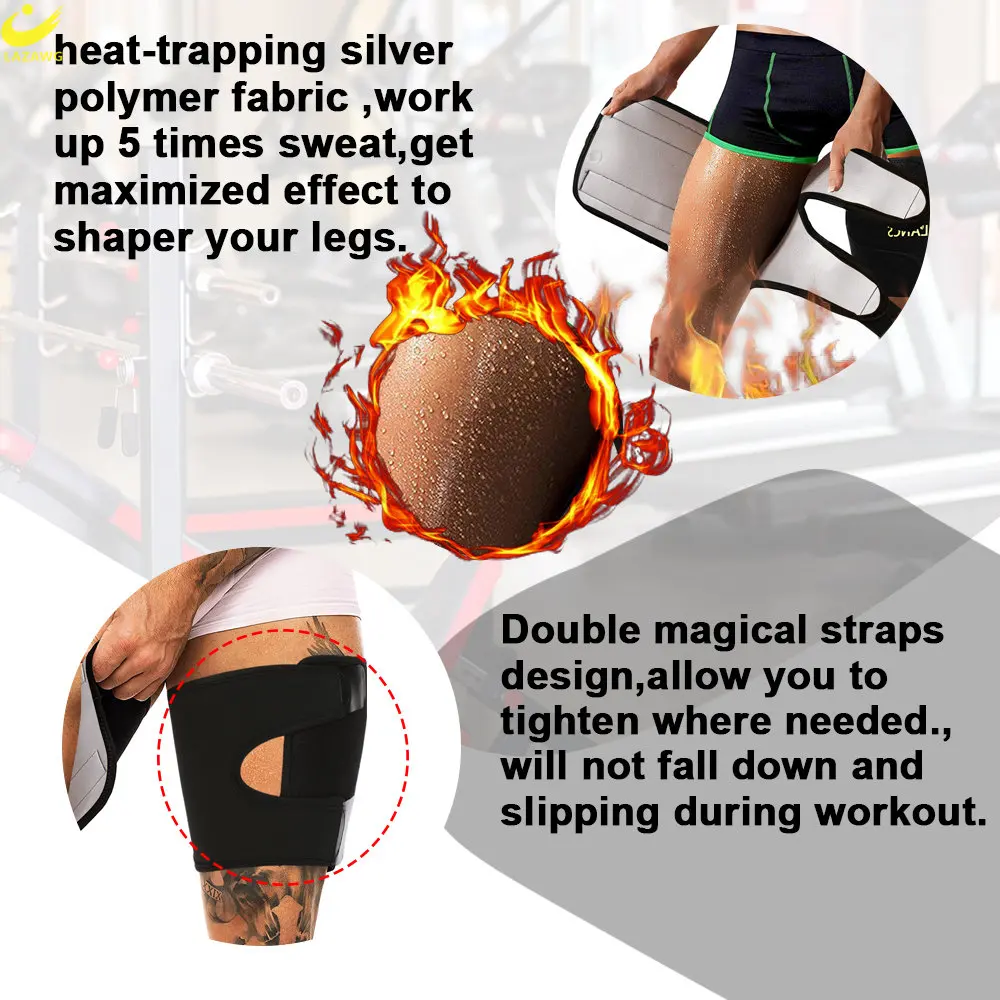 LAZAWG Thigh Trimmer for Men Wrap Sauna Legs Belt Compression Band Sport Brace Slimmer Body Shaper Fitness Exercise Workout