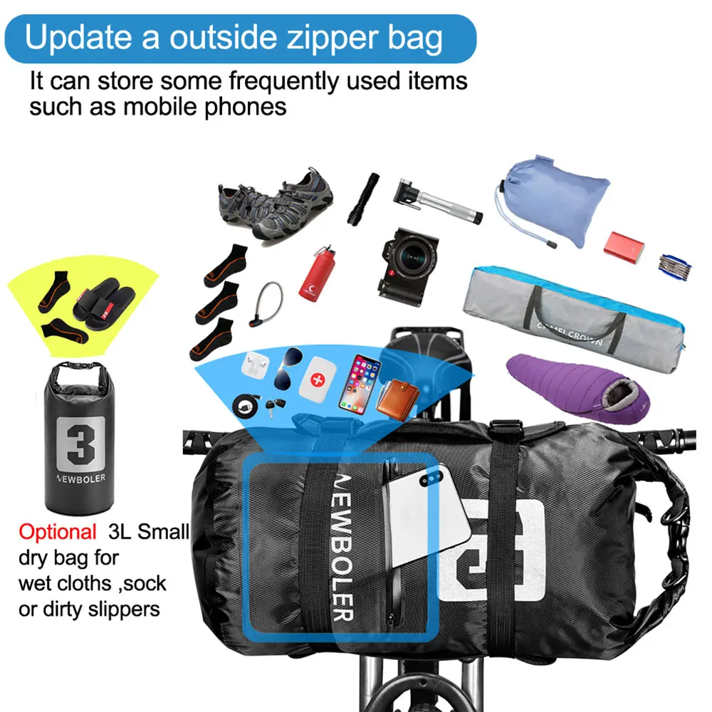 NEWBOLER Водонепроницаемая Сумка На Руль Велосипеда 10/15 Л Сухая Для Горного
