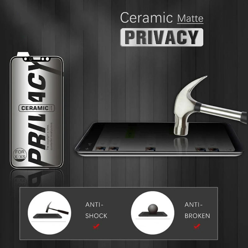 100Pcs Matte Soft Ceramic Anti-spy Screen Protector For iPhone 14 13 12 11 Pro Max XS Max X XR 7 8 6Plus Privacy Protective Film