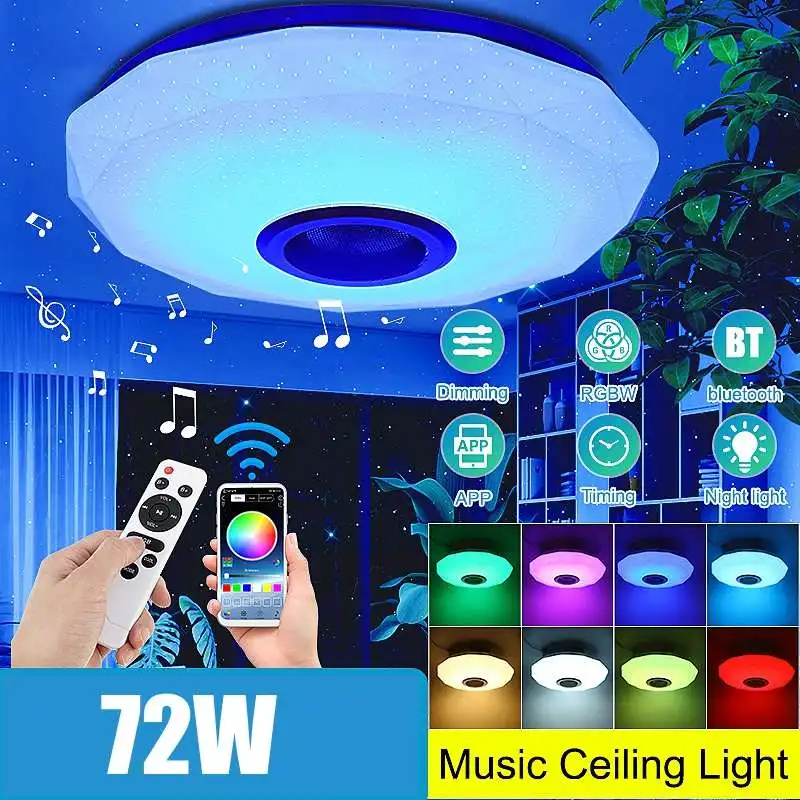 72W RGB Dimmable Music Ceiling lamp Remote&APP control Ceiling Lights AC180-265V for Home bluetooth speaker lighting Fixture