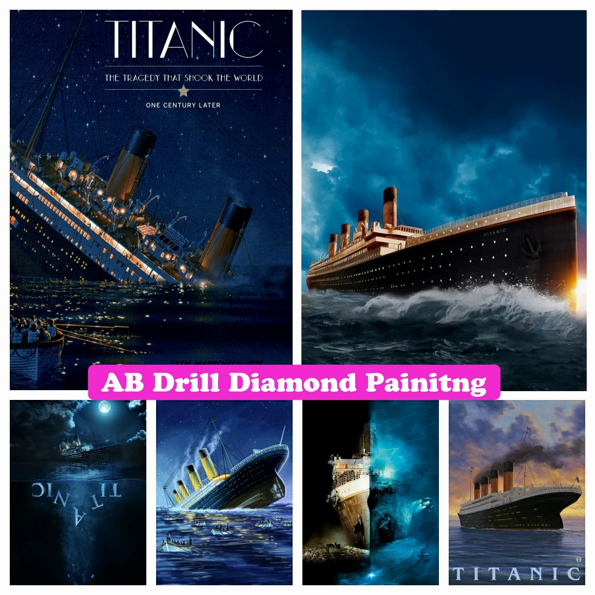 

Titanic Ship DIY AB Drills Diamond Painting Cross Stitch Movie Embroidery Full Square Round Mosaic Rhinestone Hobby Home Decor