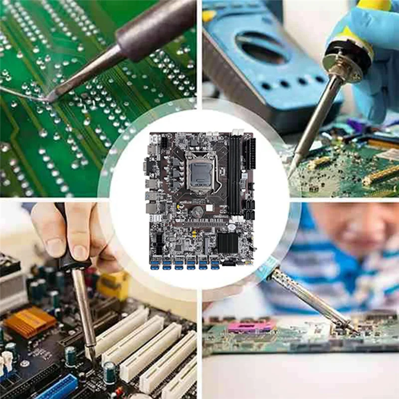 

B75 ETH Mining Motherboard 12 PCIE to USB LGA1155 with G530 CPU+2XDDR3 4GB 1600Mhz RAM+Cooling Fan B75 BTC Miner