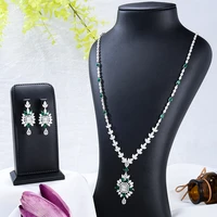 godki new luxury gorgeous shiny long necklace earrings for women bridal wedding cubic zirconia party costume jewelry sets