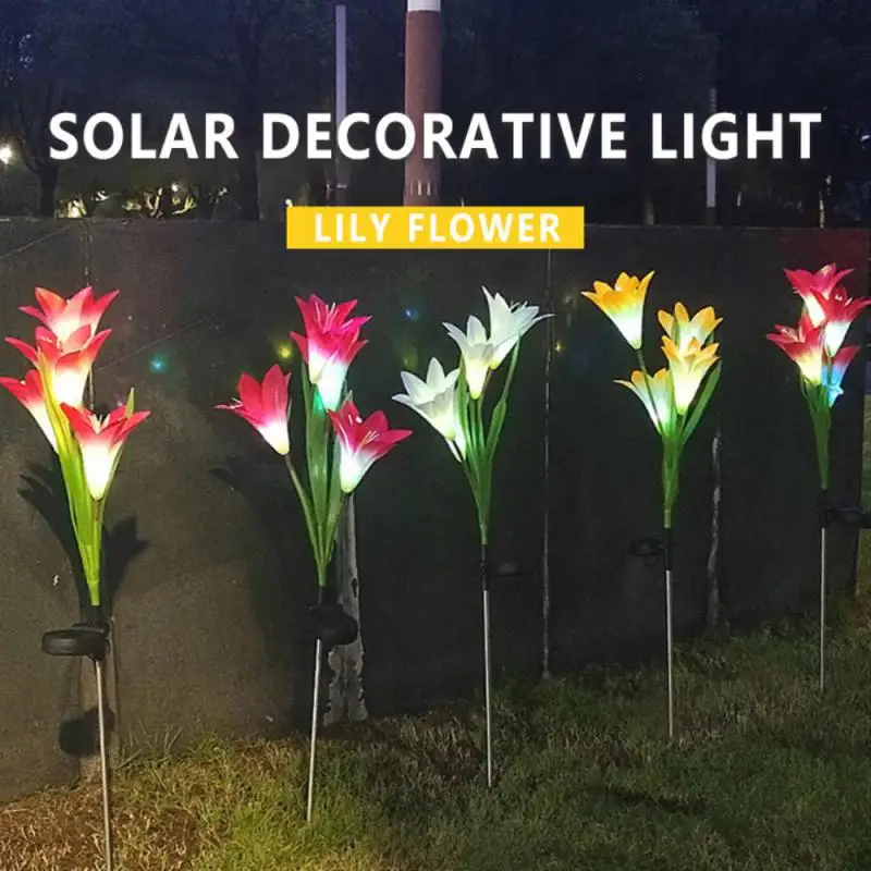 

Solar Garden Lights Lily Landscape Lights Patio Yard Outdoor Garden Night Lamp Waterproof Courtyard Decorative Flowers Light