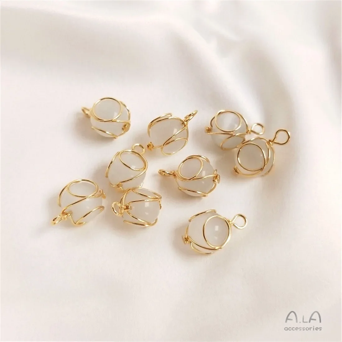 14 К позолоченная медная проволока опал бусина кулон ювелирные изделия ручной