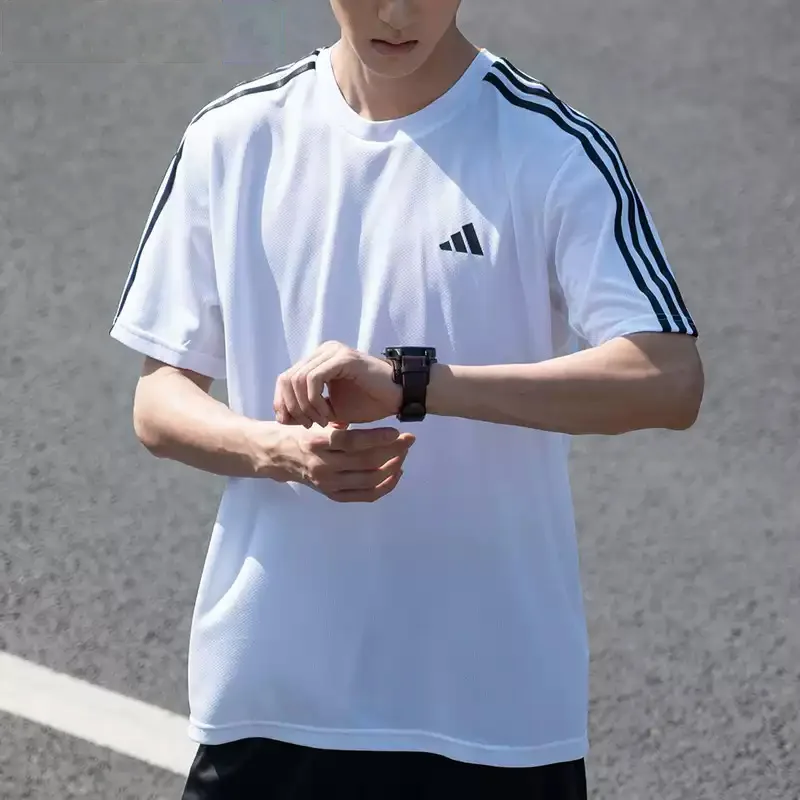 Фото Мужская футболка для бега Adidas, спортивная одежда для фитнеса, дышащий топ с круглым вырезом и короткими рукавами IB8151 №2