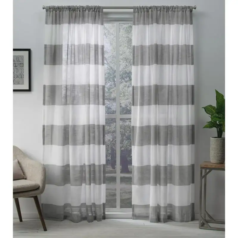 

Darma Sheer Linen Rod Pocket Curtain Panel Pair, 50x84, Black Tulle Pink curtains for bedroom Curtains for living room Outdoor c