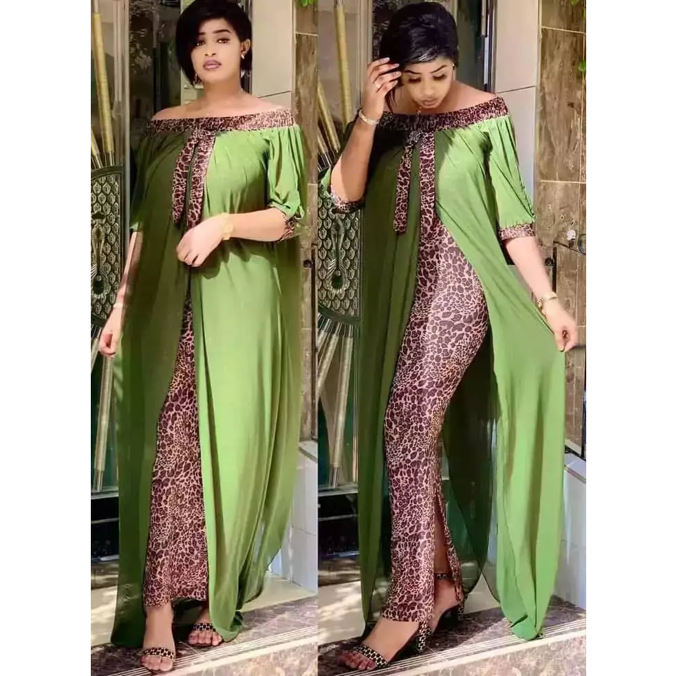 Muslim Dress Pakistani Dress Women Fake Two Leopard Print Loose Waist Pullover Style Abayas for Islam Clothing Turkish Dubai New