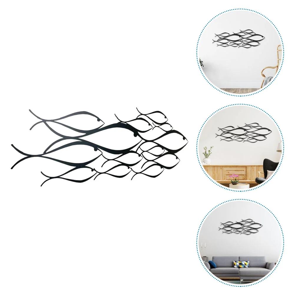 

School Fish Wall Hanging Shape Decor Swarm Adorn Adornment Statue Metal Summer Iron Manual