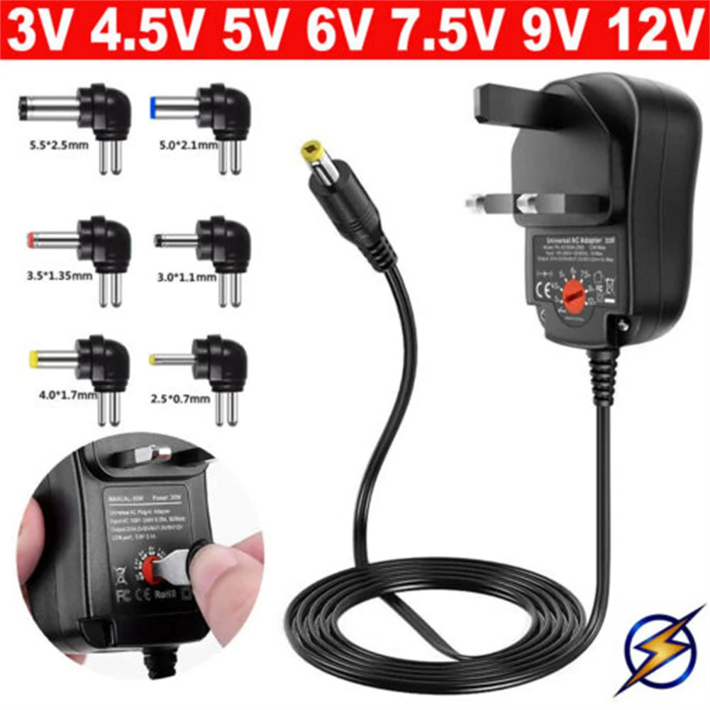 

1PC 30W Adapter Universal AC/DC Power Supply Adapter 3-12V UK Plug Multi Voltage Charger For Electrical Outlets Tools