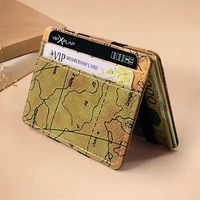 new map pattern business id credit card holder fashion women men small coin wallets travel leather purses female clutch case bag
