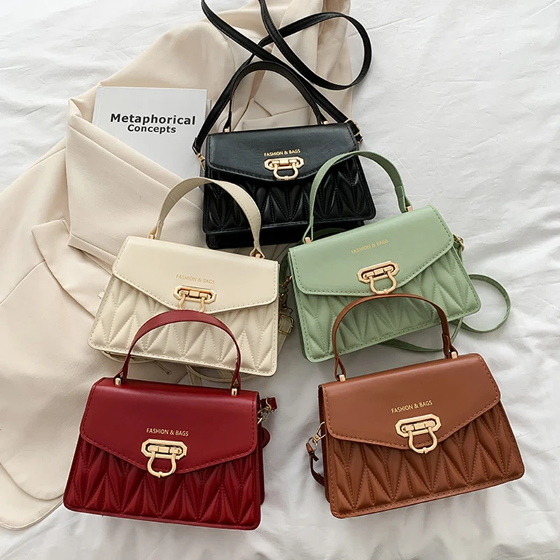 

Korean Version Shoulder Bags For Women Retro Fashion Solid Color Crossbody Bag Simple Vintage Leather Sling Bag Handbag