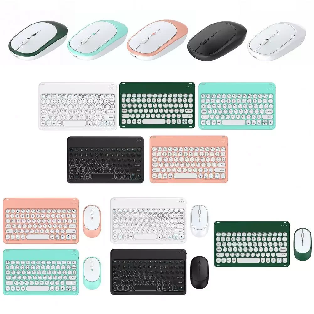 

Ultra-thin portable 2.4GHz wireless keyboard and mouse round retro bluetooth keyboard suitable for mobile phone ipad laptop