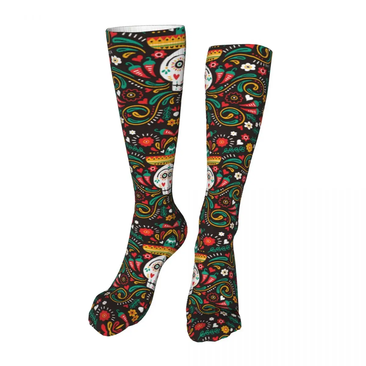 

Dia De Muertos Skull With Sombrero Compression For Women And Men Circulation Stockings Best Support For Nurses Running Hiking
