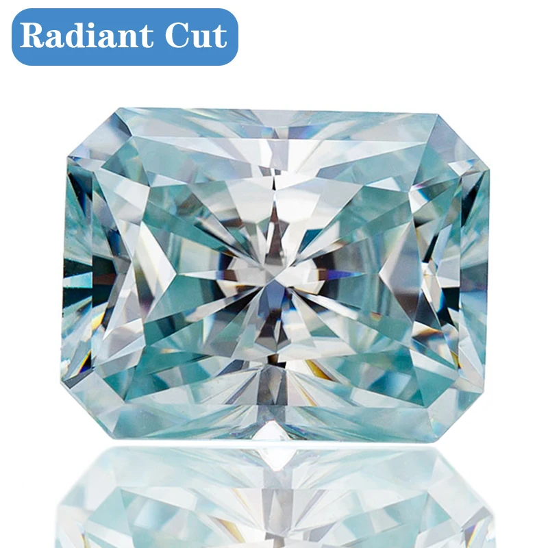 

VVS1 Aqua Blue Radiant Cut Moissanite Loose Gemstones Brilliant Excellent Lab Grown Artifical Diamond Beads For Jewelry Making