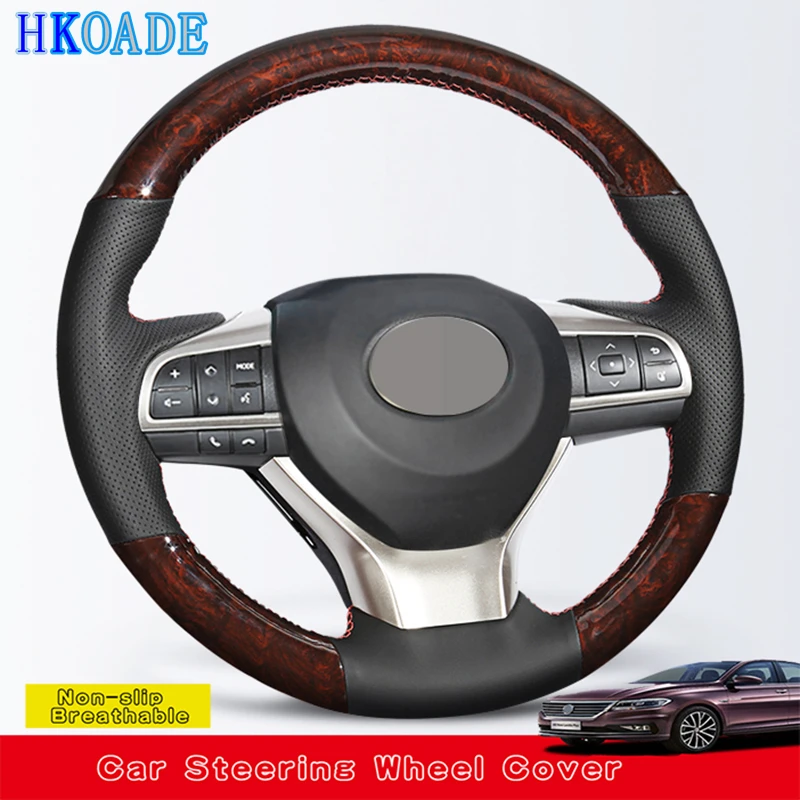 

Customize Wood Grain DIY Genuine Leather Car Accessories Steering Wheel Cover For Lexus ES300h ES350 2016 2017 2018 Car Interior