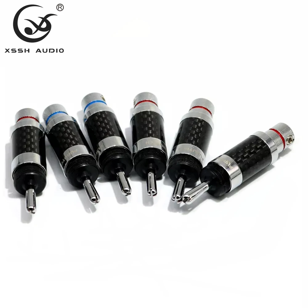 

4pcs 8pcs YIVO XSSH OEM ODM DIY HIFI Audio & Video Carbon Fiber Pure Copper Rhodium Plated Speaker Banana Connector Plugs Jack