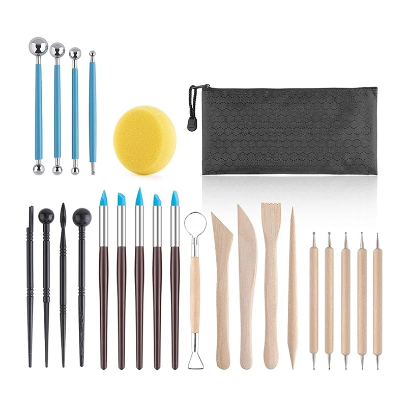 

25PCS Ceramic Clay Tools,Polymer Sculpting Tools,Ball Stylus Dotting Tools For Adults,Children And Beginners