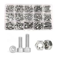 42021018011075 pcs m2 m2 5 m3 m4 m5 m6 m8 304 stainless steel hexagon hex socket cap head screw bolt nut set assortment kit
