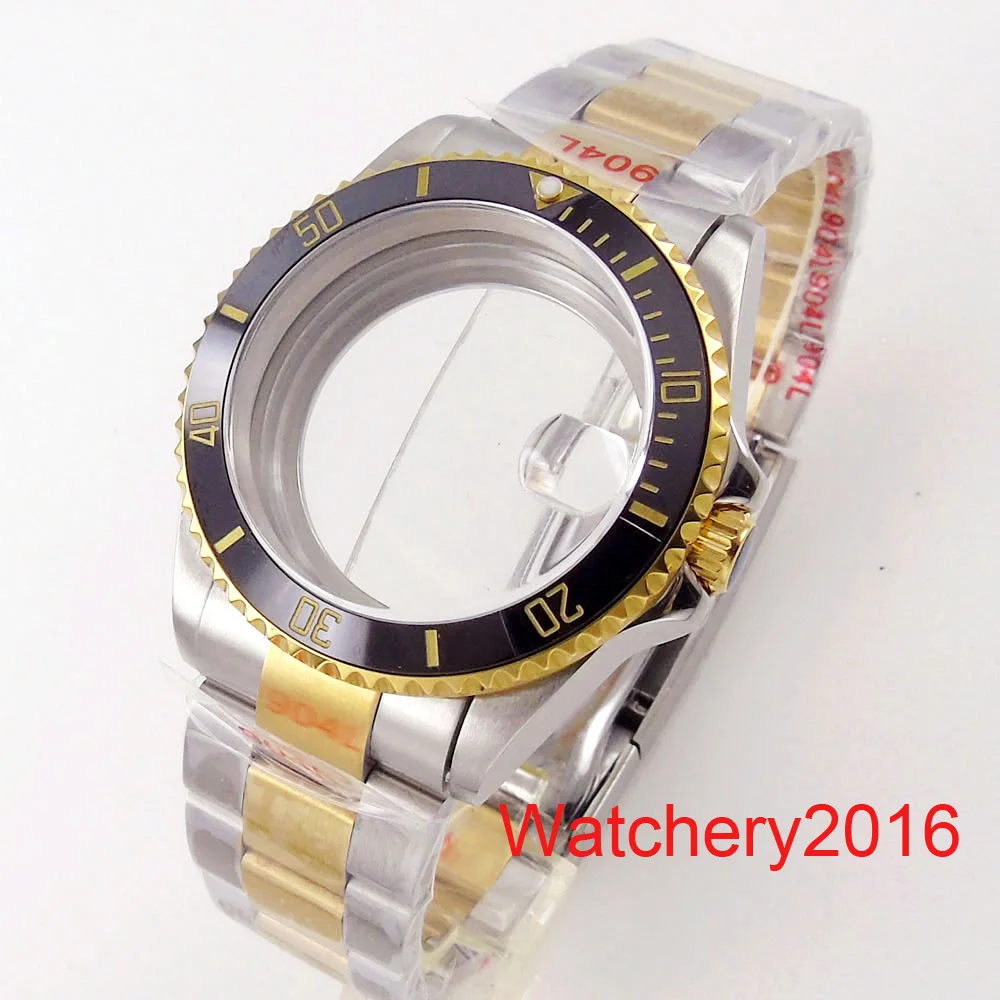 38mm 40mm Watch Case Gold Fit NH35 NH36 Automatic Movement Stainless steel Sapphire Glass Ceramic Bezel Oyster Strap