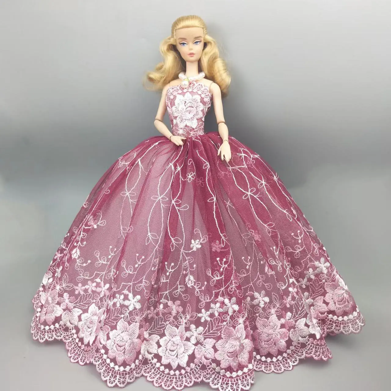 

Wine Floral Wedding Dresses 1/6 BJD Clothes for Barbie Dolls Accessories for Barbie Princess Dress Outfit Gown Vestido Toy 11.5"