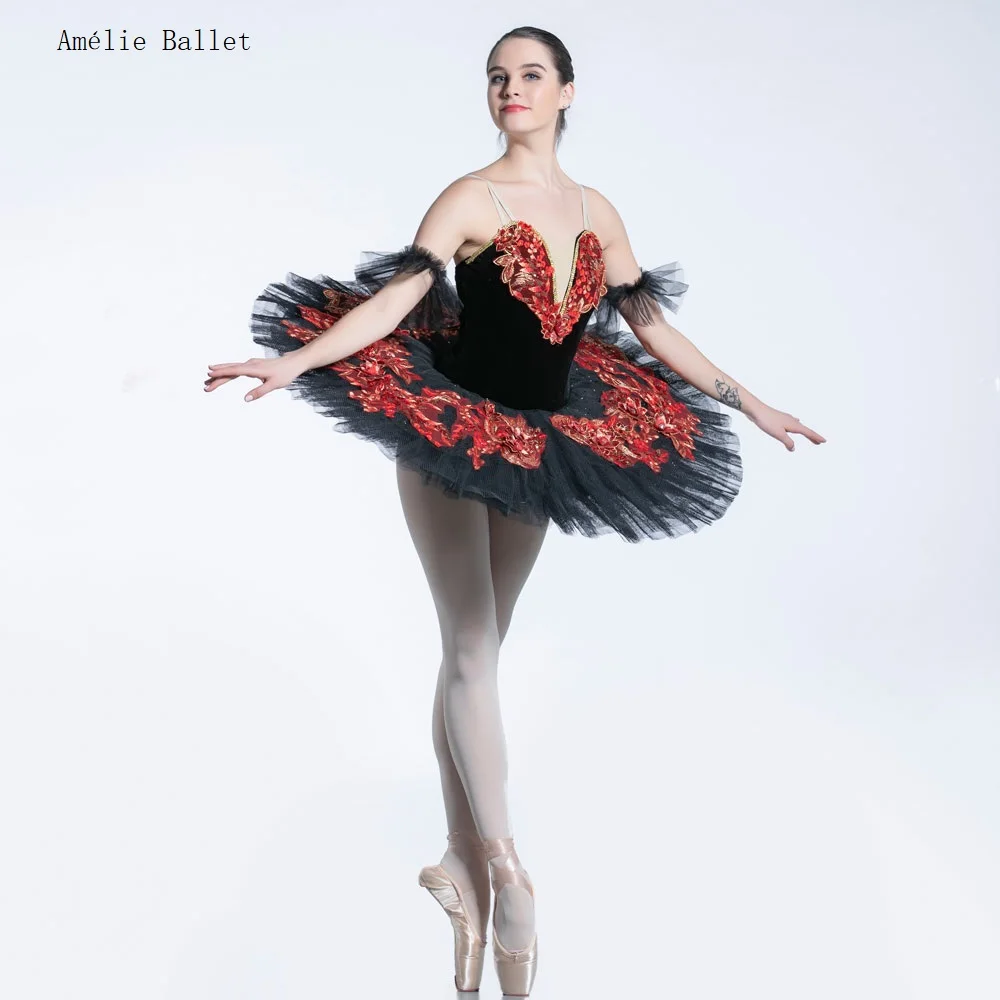 BLL086 Черный эластичный бархатный лиф с многослойной плиссированной тюлевой