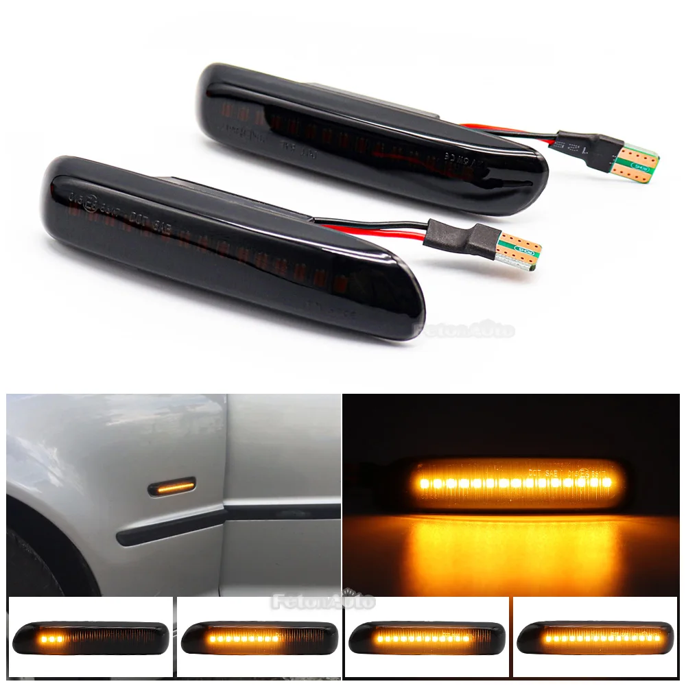 2PCS Smoke Lens Dynamic Flowing Sequential LED Side Marker Light Turn Signal Lamp for For BMW 3 Series E46 Limo Touring Coupe