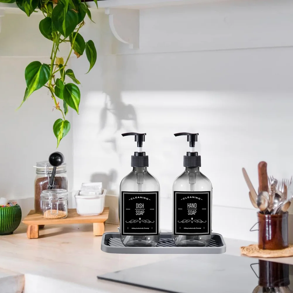 500 мл прозрачный стеклянный набор для кухонной раковины мыла и посуды емкость