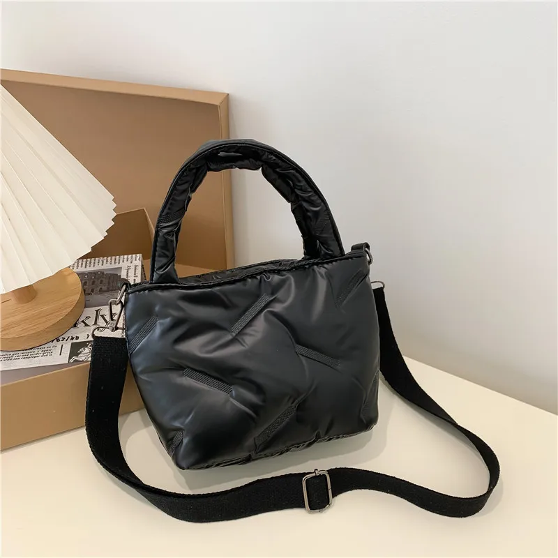 

New Winter Down Cotton Shoulder Bag Soft Nylon Handbags Designer Crossbody Bags For Women Small Casual Tote Top Handle Bag