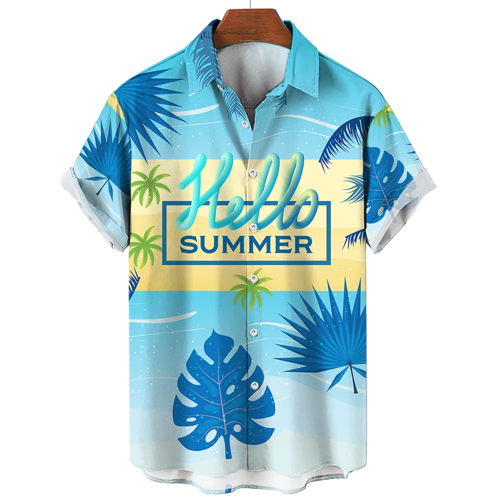 Coconut Tree Harajuku Men's Shirt Summer Beach Vacation Tees Leisure Lapel Short Sleeve Blouse Fashion Trend Woman Cardigan Tops