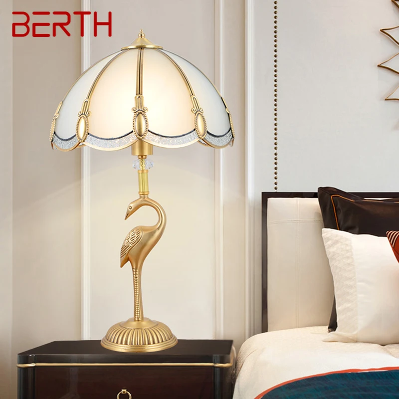 

BERTH Contemporary Golden Brass Table Lamp LED Copper Creative Decor Desk Light For Home Living Bed Room