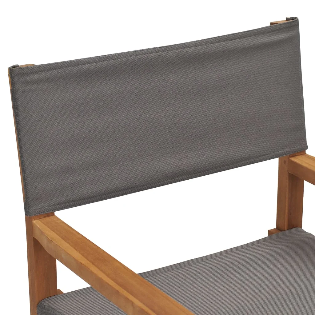 

Patio Outdoor Director's Chair Deck Outside Porch Furniture Set Balcony Decor Solid Teak Wood Gray