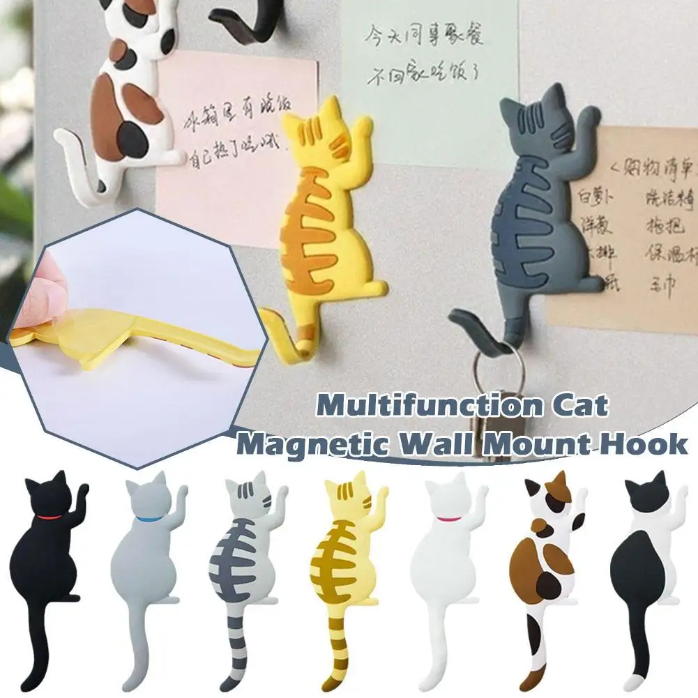 

Новый Модный Милый креативный Декор Вешалка Держатель крючок многофункциональный Кот Магнитный настенный крючок наклейка на холодильник ...