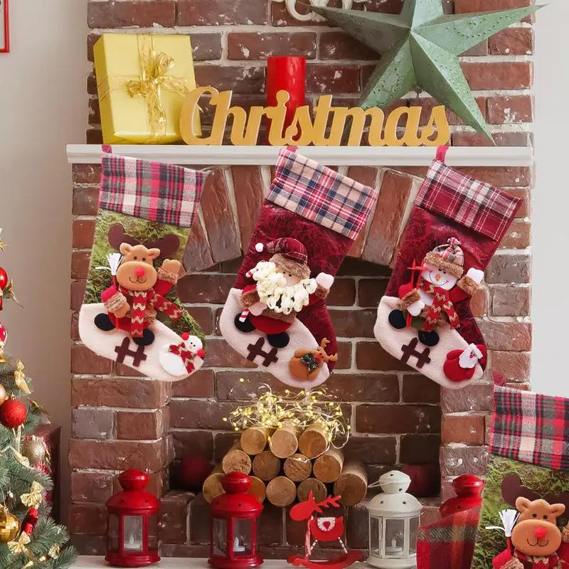 Рождественские чулки милый мультяшный мешок для конфет 2024 рождественские