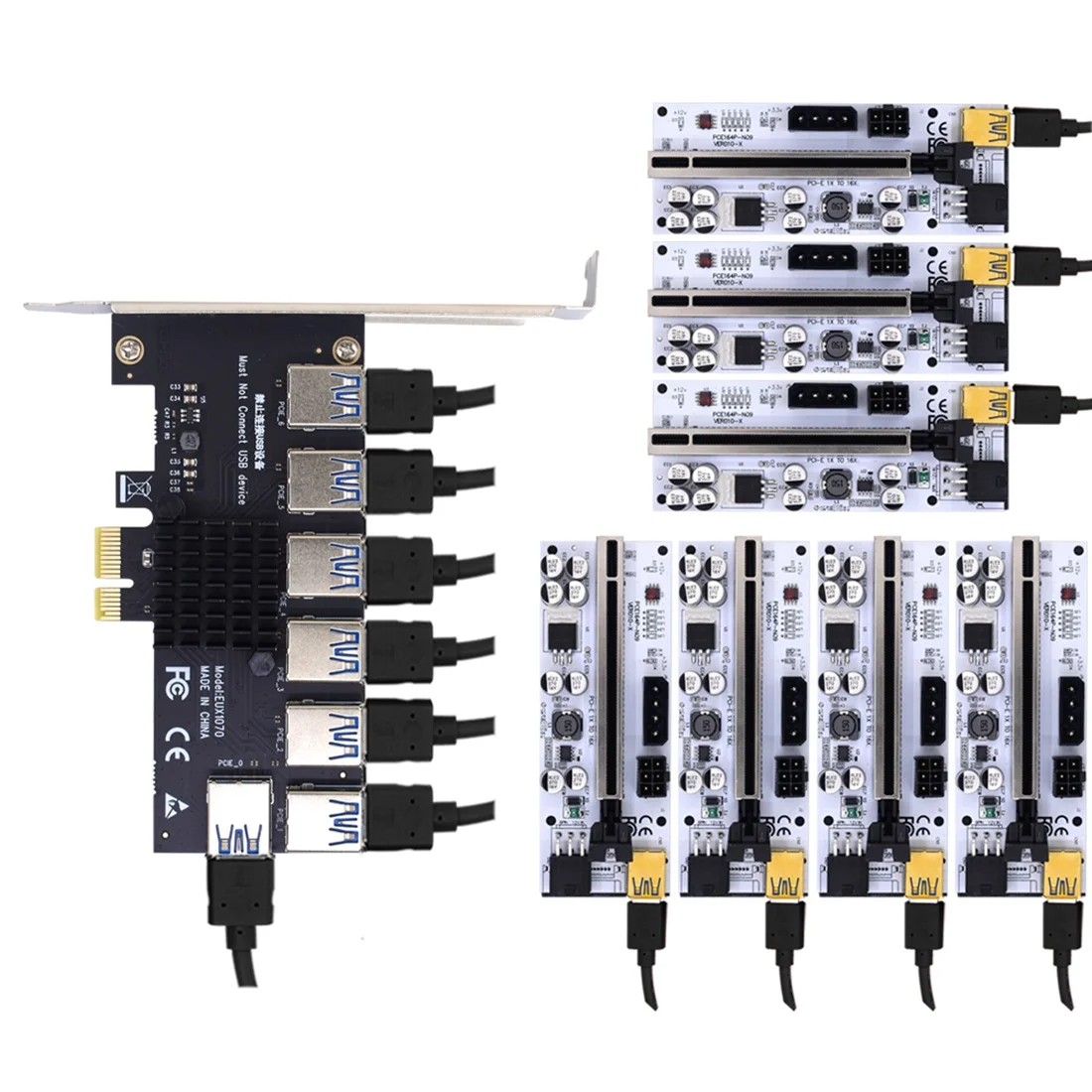 

Pci Express множитель Pcie с 1 на 7 портов USB Расширительная карта PCI Express 1X 16X Райзер 009S 010 для майнинга биткоинов