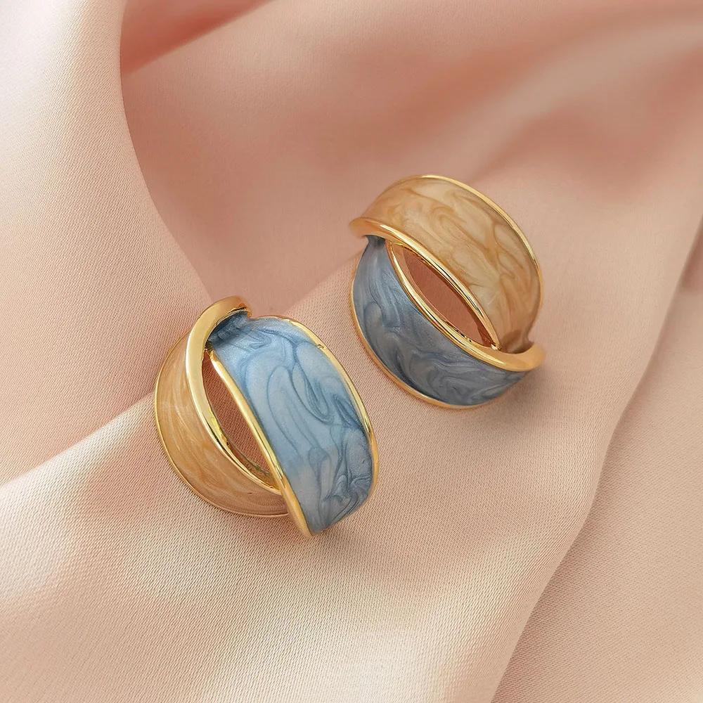 

Morandi Hit Color Drop Oil Earrings Female Retro Hong Kong Style Elegant Atmosphere Earrings 2022 New Trendy Earrings