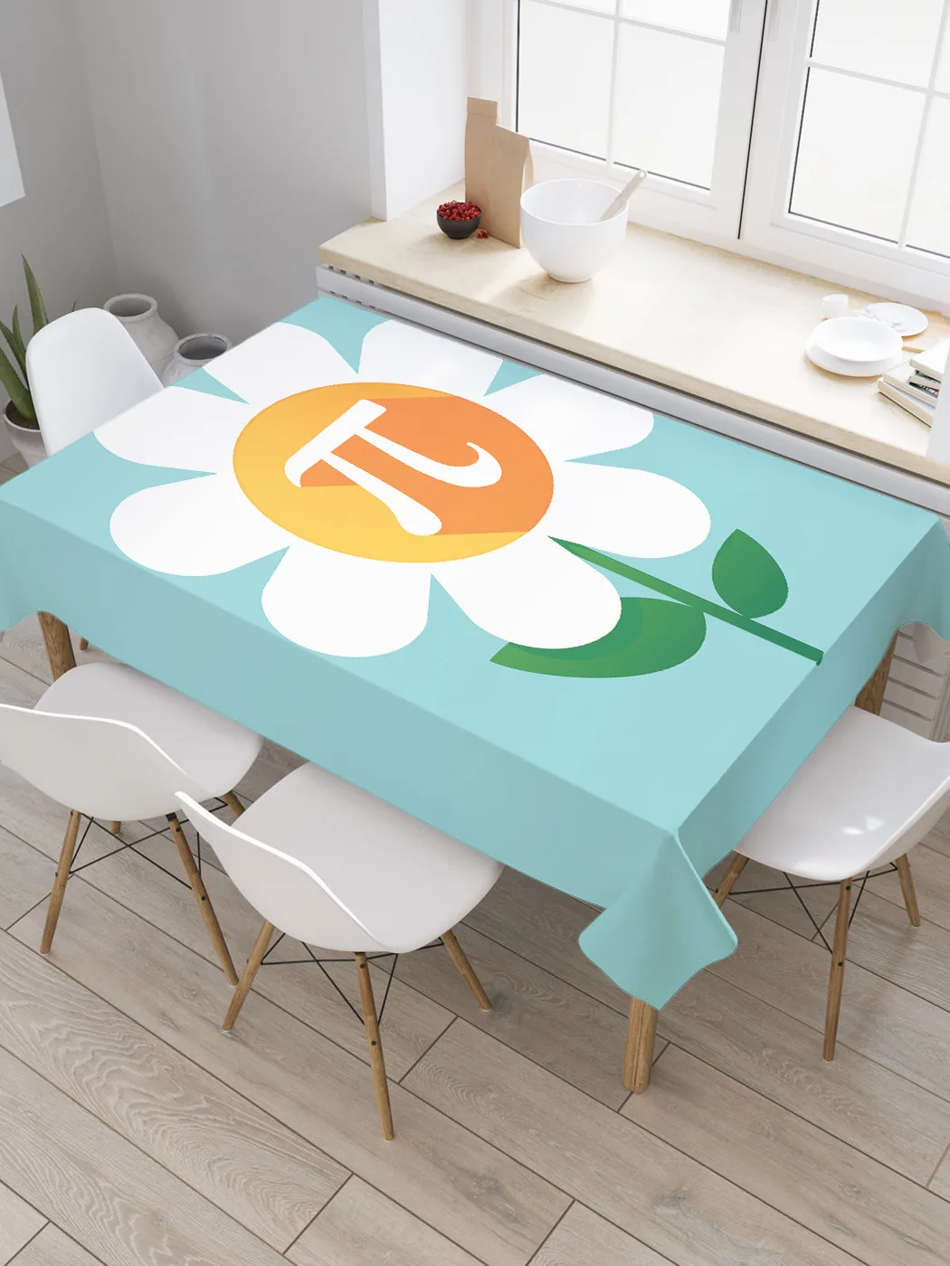 Скатерть прямоугольная на кухонный стол JoyArty &quotЧисло Пи в цветке&quot из оксфорда