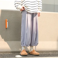 summer ice silk pants mens fashion oversized casual pants men japanese streetwear loose hip hop straight pants mens trousers
