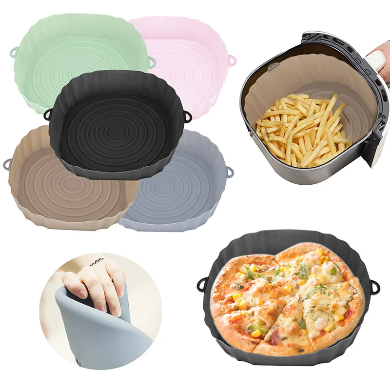 

Air Fryers Oven Baking Tray Fried Pizza Chicken Basket Mat Square Round Replacemen Grill Pan Accessories Silicone AirFryer Pot