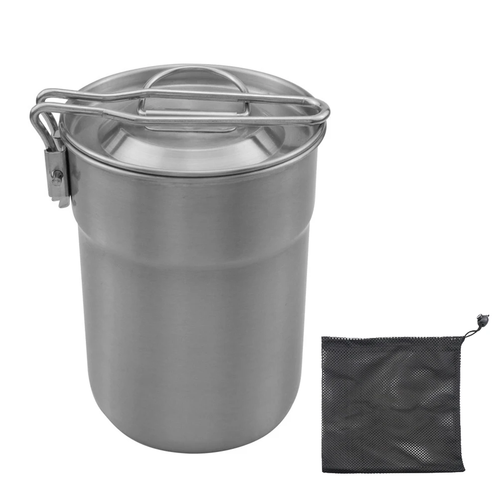 

Camping Coffee Cup Outdoor Portable Picnic Hiking Cookware Stainless Steel Folding Handle Coffee Cups Travel Mini Cooking Pot