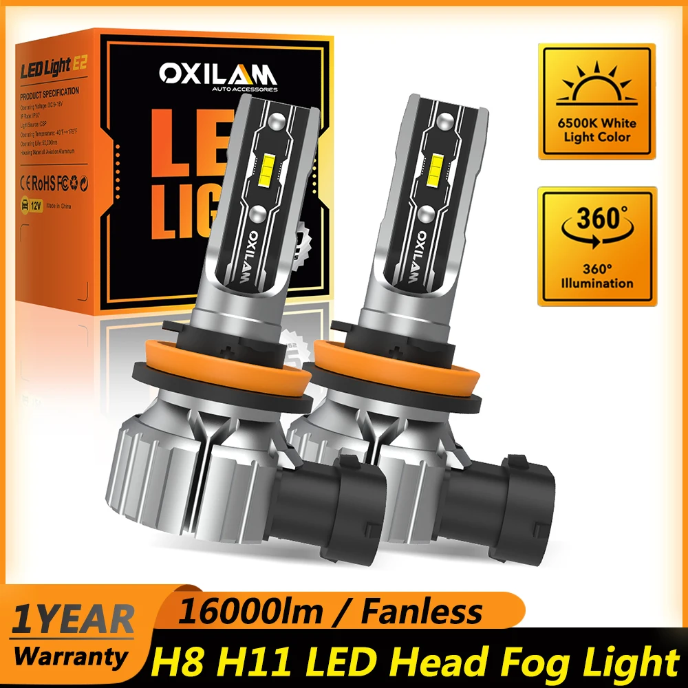 

OXILAM 2Pcs H8 H11 LED Headlight HB4 9006 HB3 9005 LED 6500K 16000LM Fog Lamp H16 H9 Wireless DRL Mini Car Head Light Bulb 12V