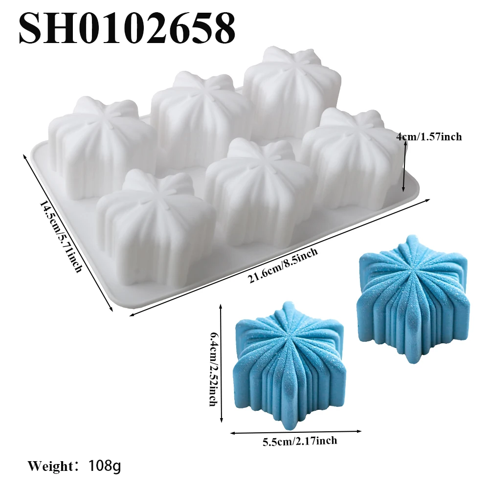 

Форма для мусса SHENHONG 6 ячеек Рождественская снежинка из силикона