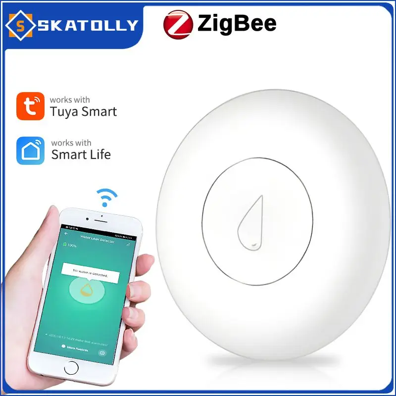 

Zigbee Tuya Water Leakage Alarm Detector Smart Life App Against Water Leaks Monitoring Reminder Security Protection Smart Home