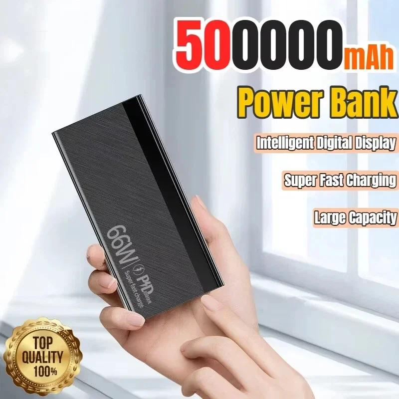 Фото Новый портативный внешний аккумулятор (Power Bank) 66 Вт, ёмкость 500000 мАч, сверхбыстрая зарядка, LED-дисплей, для iPhone и Samsung №4