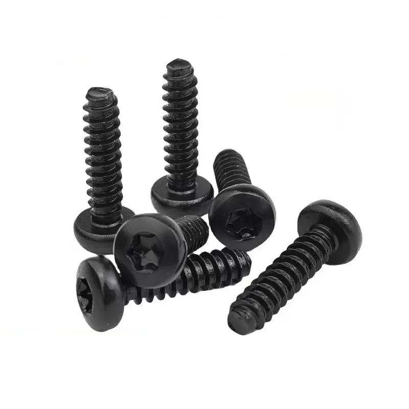 Фото 5-100 шт. Саморез Torx ST2.6-ST6.3 Черный саморез Torx из нержавеющей стали с шестилопастной круглой головкой и плоским хвостом №2