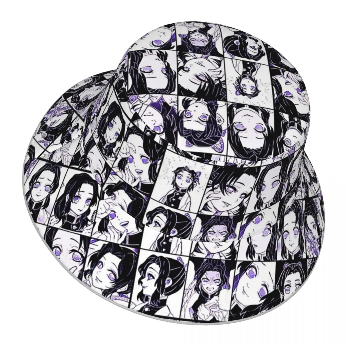 Kimetsu No Yaiba,Shinobu Manga Collage reflective Bucket Hat Men Women Bucket Hat Outdoor Sunscreen Beach Hat  Fishing Cap