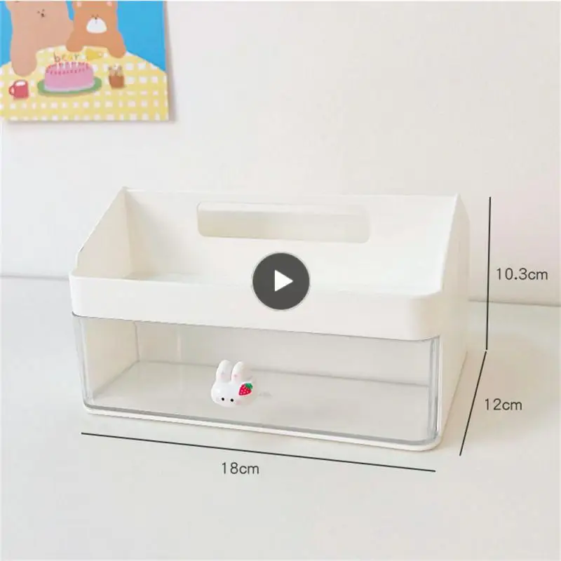 

Simple Cosmetic Storage Box Drawer Style Large Capacity Pen Holder Table Storage Supplies Desktop Storage Box Lightweight